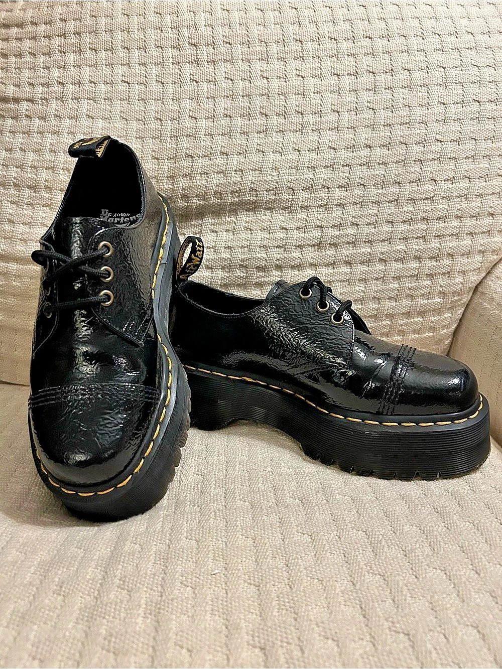 Dr. Martens Quad 1461 Platform Oxfords Patent Black US 7